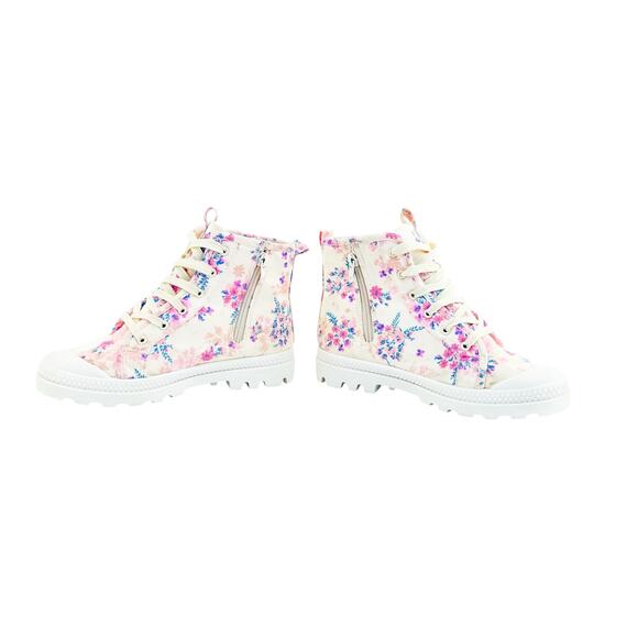 FabKids Girls Floral Canvas Combat Boots – Size 4 - Picture 3 of 8